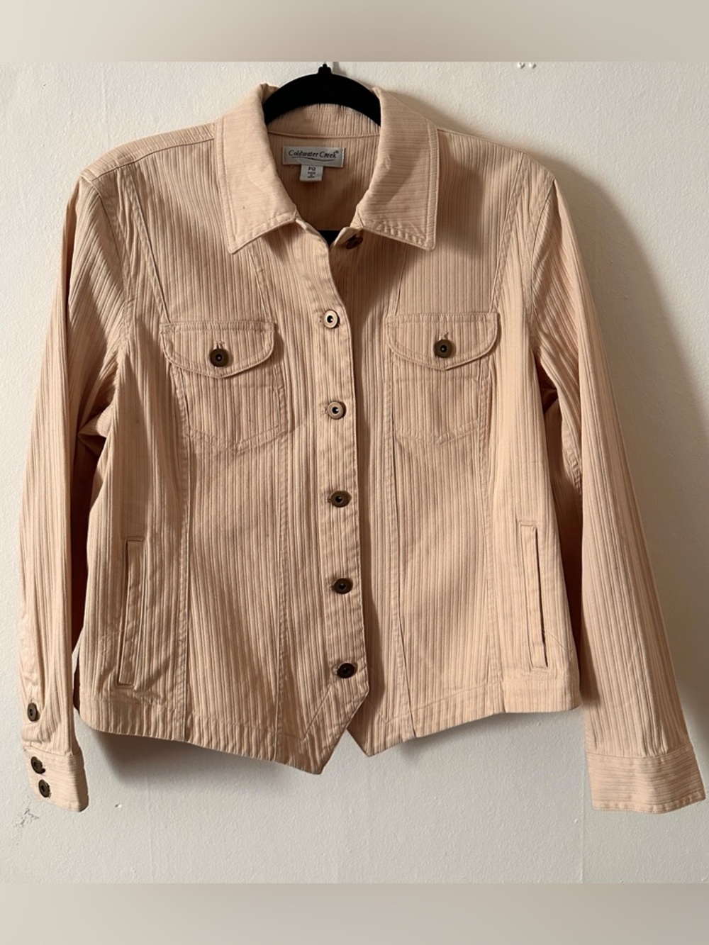 Vintage Coldwater Creek Women's Khaki Button-Front Conductor Jacket